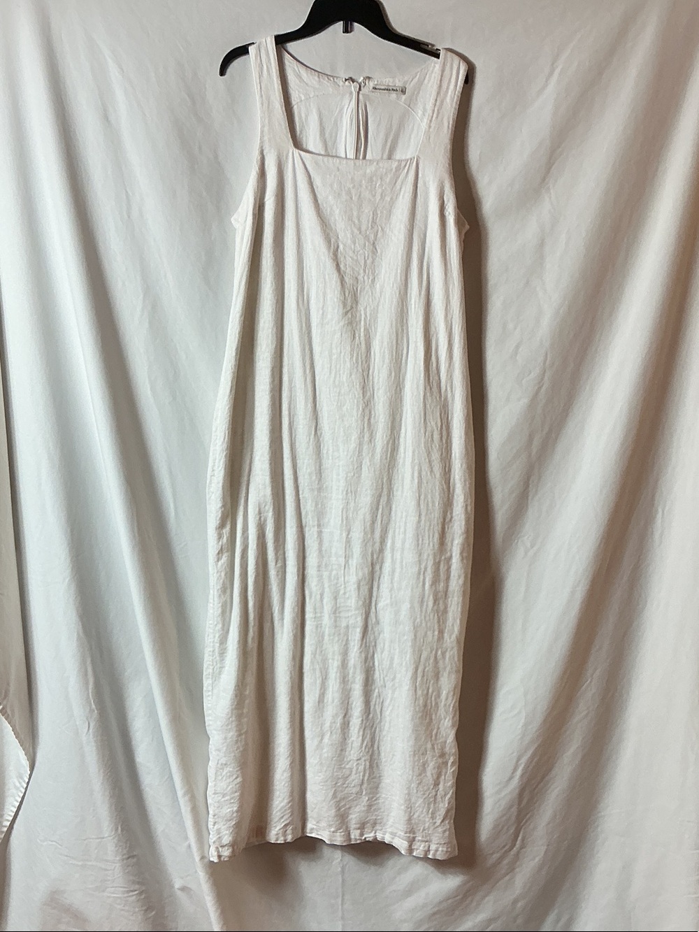 Abercrombie & Fitch White Square-Neck Linen Maxi Dress